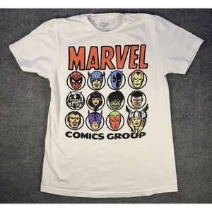 Marvel Comics Group Superhero T Shirt Mens Small White Graphic Avengers Tee